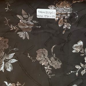 Cotton mix blend fabric with  silver foil rose print total 1 yd 23” width 52”